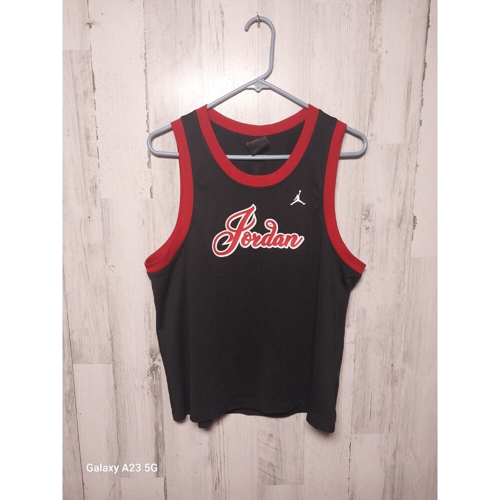 Jordan Jersey Womens Tank Top Black And Red DZ3369-010 Size Large